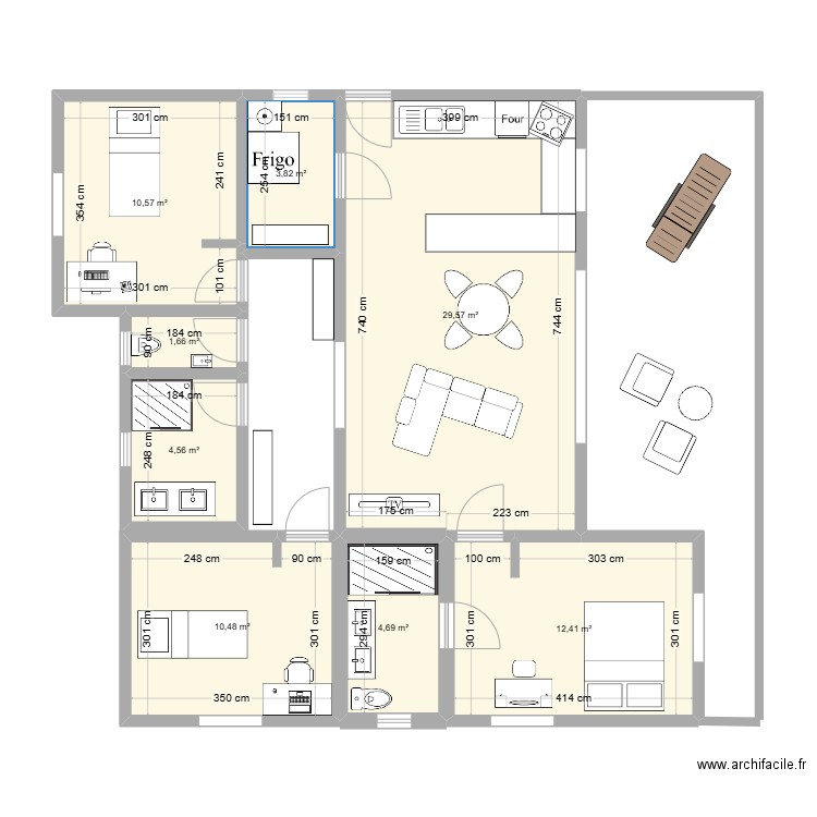 PLAN MAISON SB A1. Plan de 8 pièces et 78 m2