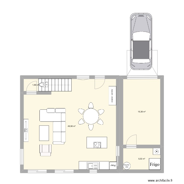 Maison V1. Plan de 4 pièces et 72 m2