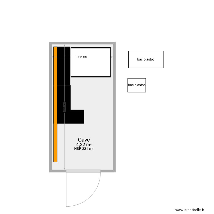 Cave. Plan de 1 pièce et 4 m2