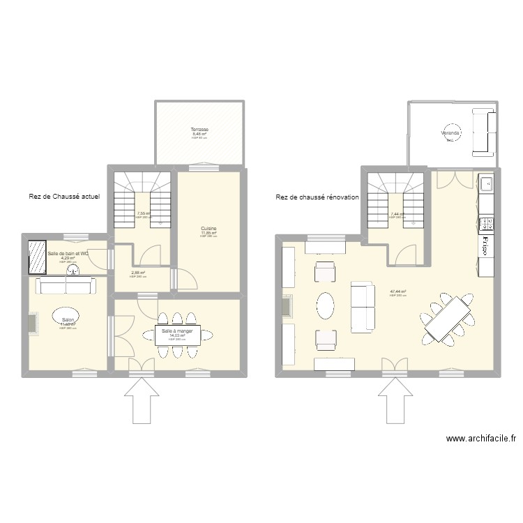 Réno Maison Nogent RDC. Plan de 9 pièces et 116 m2