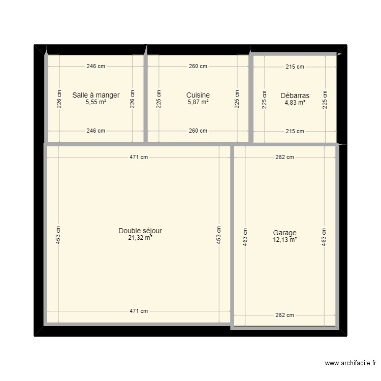 Cuisine. Plan de 5 pièces et 50 m2