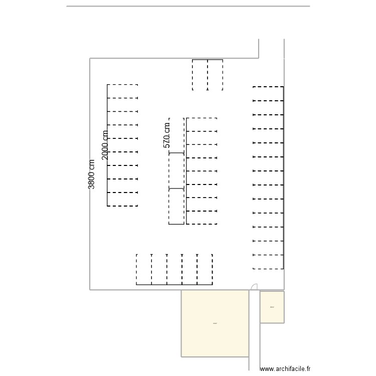 Parking LFF. Plan de 2 pièces et 144 m2