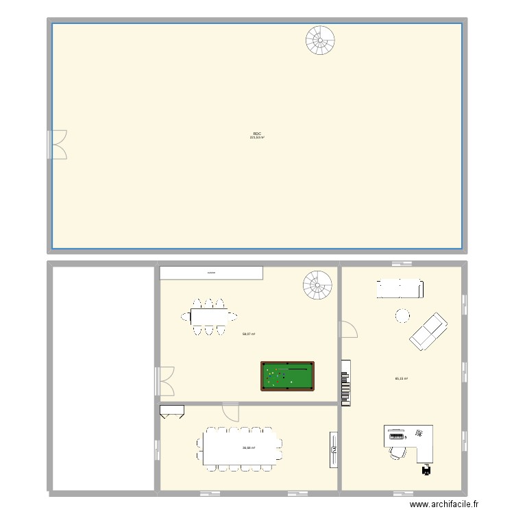 bureau siege. Plan de 4 pièces et 381 m2