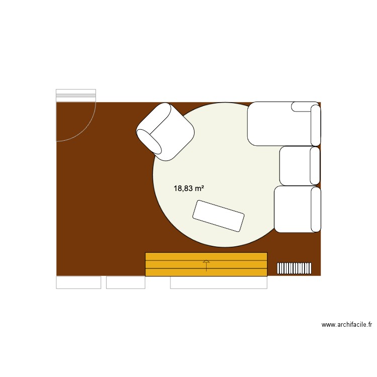 Salon v4. Plan de 1 pièce et 19 m2