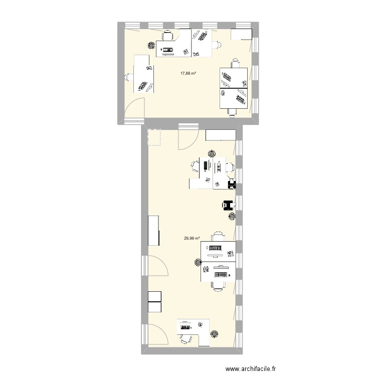 NOUVEAU CNPE. Plan de 2 pièces et 48 m2