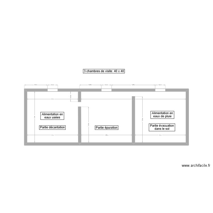 Fosse septique. Plan de 1 pièce et 12 m2