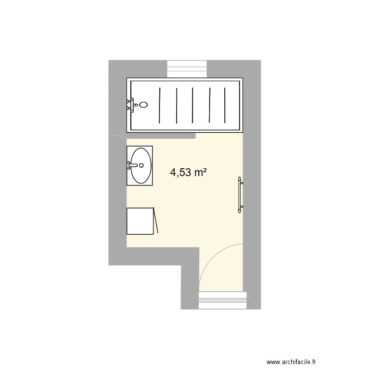 SDB. Plan de 1 pièce et 5 m2