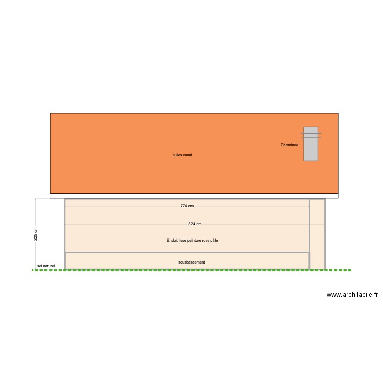 dp ouest. Plan de 3 pièces et 18 m2