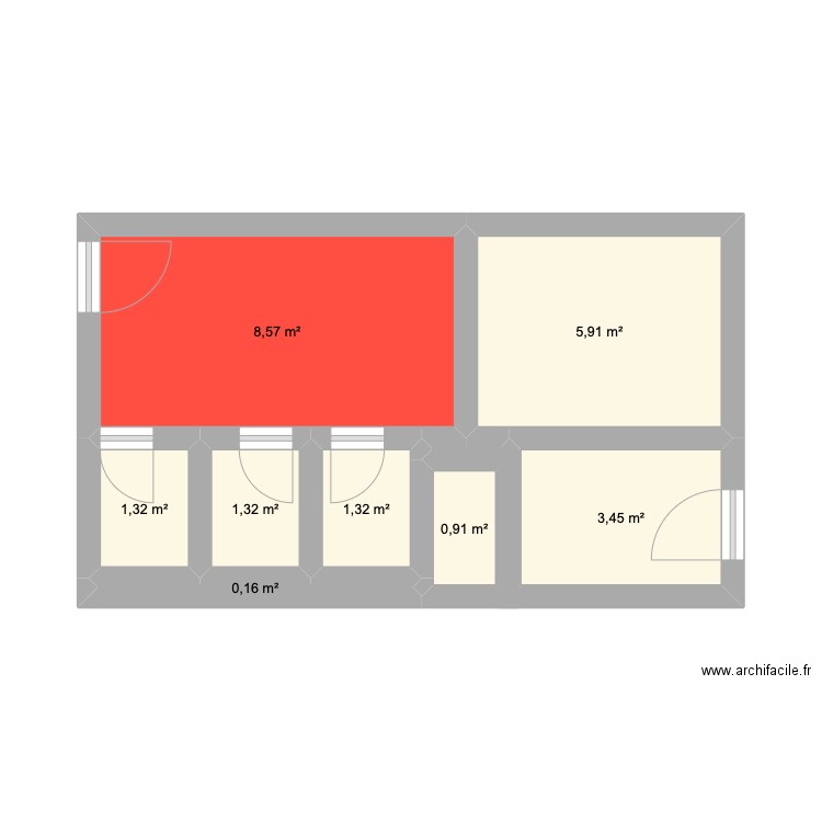 plan. Plan de 8 pièces et 23 m2