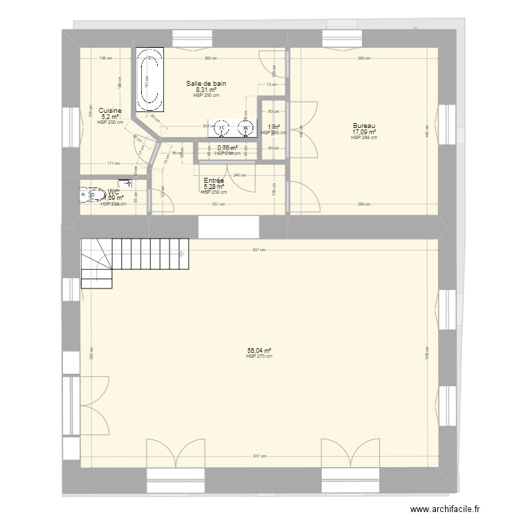 LA BASTIDE. Plan de 16 pièces et 192 m2