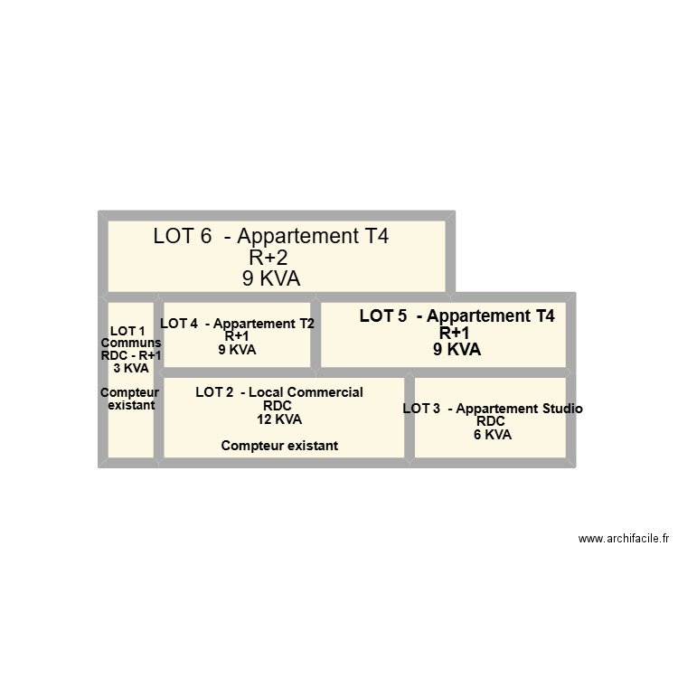 Vonnas IDR4 Plan de découpage. Plan de 6 pièces et 12 m2