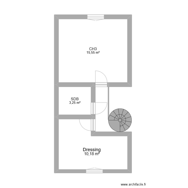 etage. Plan de 3 pièces et 29 m2