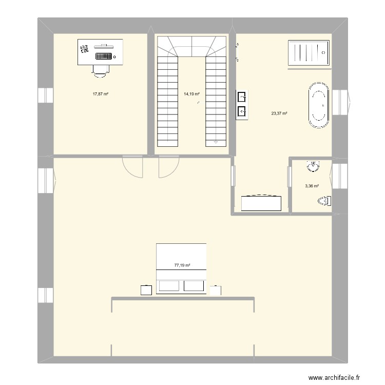 PLAN ETAGE 2. Plan de 5 pièces et 136 m2