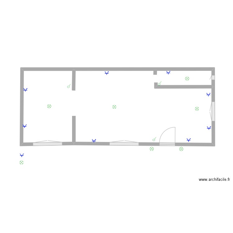 studio. Plan de 1 pièce et 35 m2