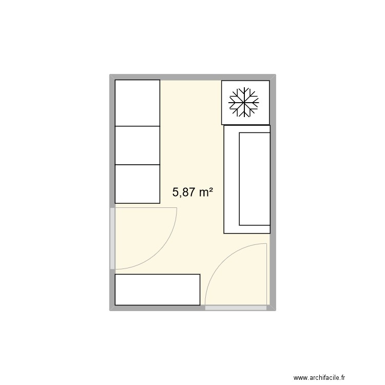 buanderie. Plan de 1 pièce et 6 m2