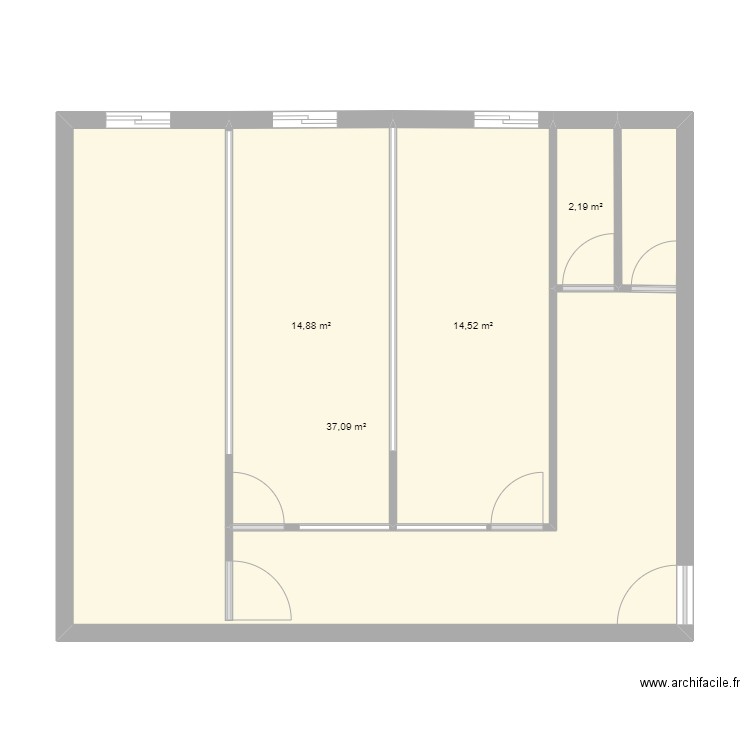 Marche public. Plan de 4 pièces et 69 m2