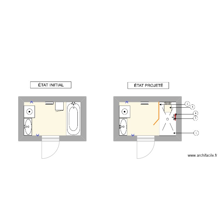 DELAHOUSSE. Plan de 2 pièces et 9 m2