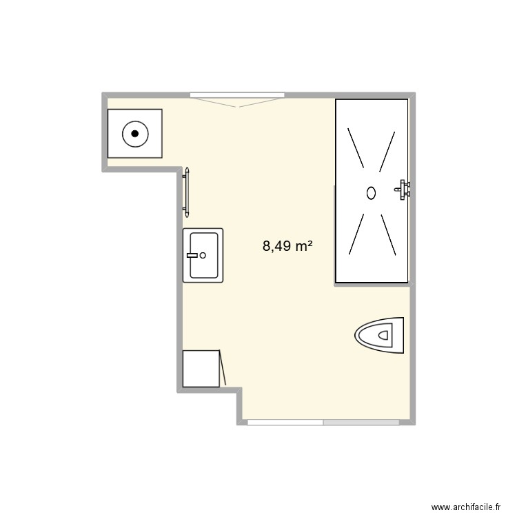 stva. Plan de 1 pièce et 8 m2