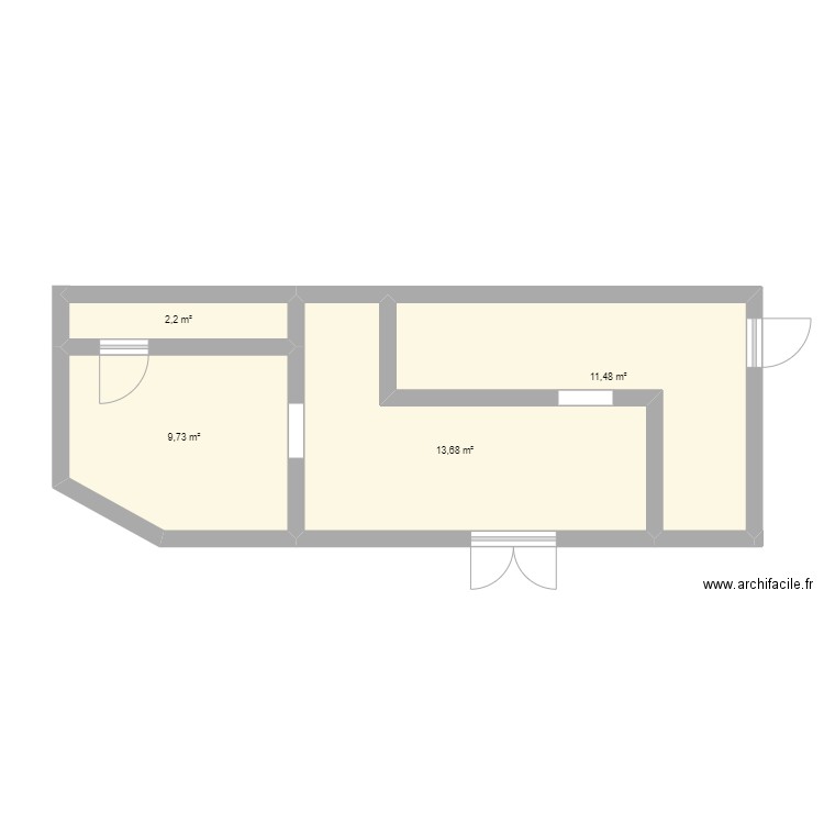 boulangeri. Plan de 4 pièces et 37 m2