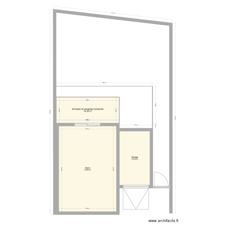 MAISON PLAN PERGOLA. Plan de 3 pièces et 72 m2