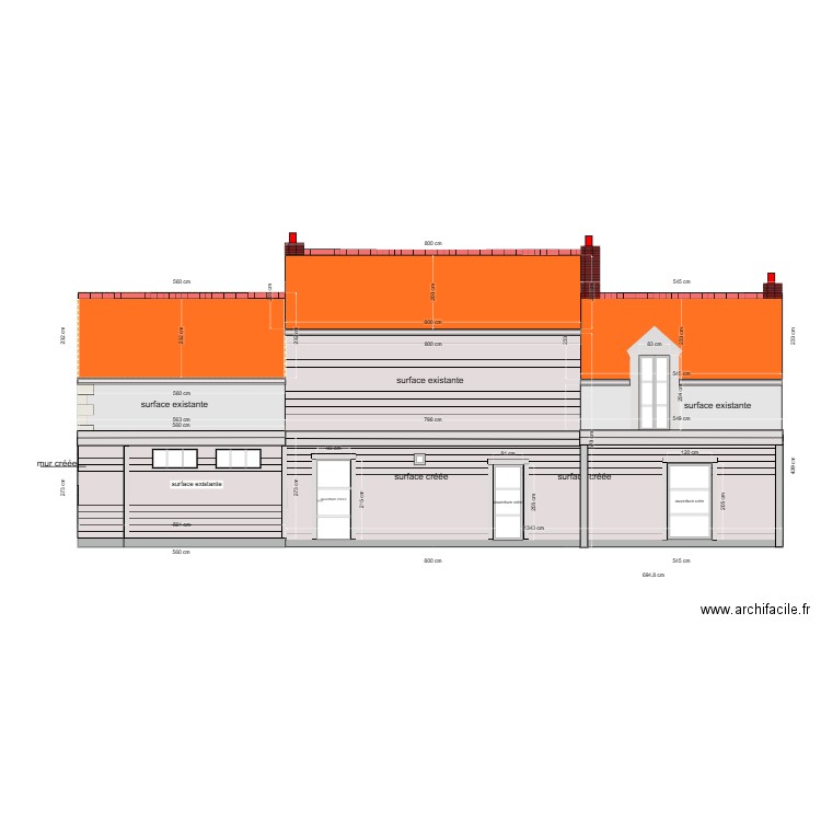 plan façade  nord  projeté 2025 v7. Plan de 0 pièce et 0 m2