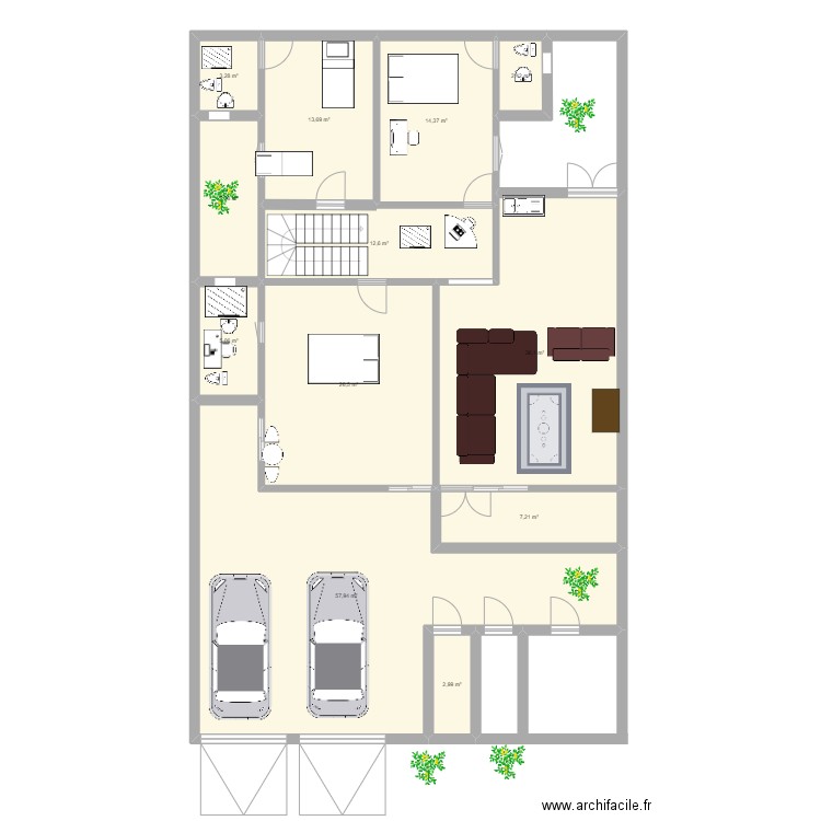 final maison konaté. Plan de 12 pièces et 189 m2