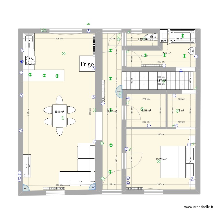 adrien 4. Plan de 8 pièces et 76 m2