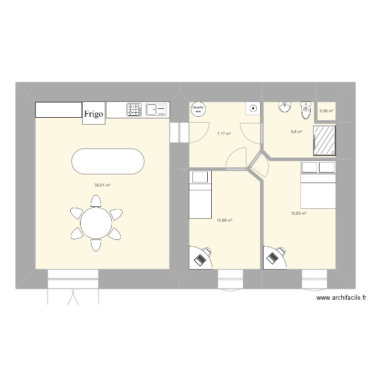 POUStomy 1. Plan de 6 pièces et 72 m2