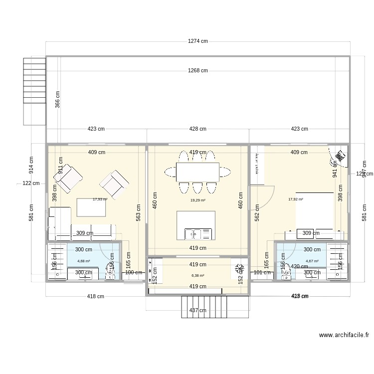 R & L - v5. Plan de 6 pièces et 71 m2