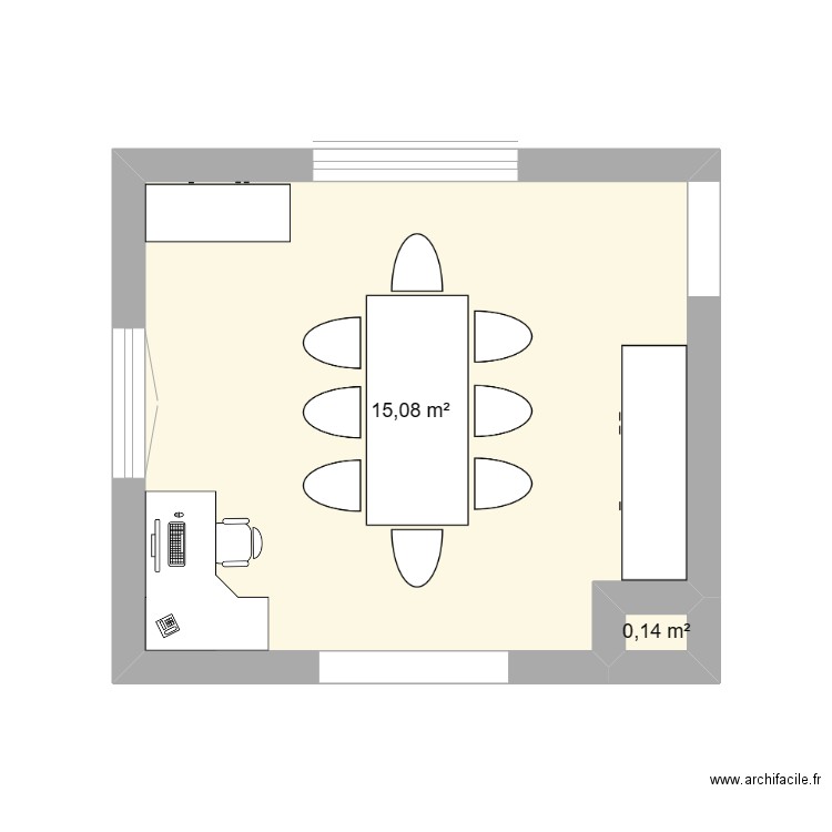 salle a manger. Plan de 2 pièces et 15 m2