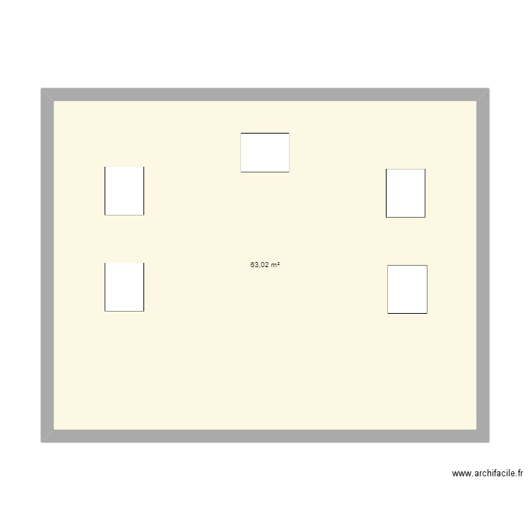 plan établi. Plan de 1 pièce et 63 m2