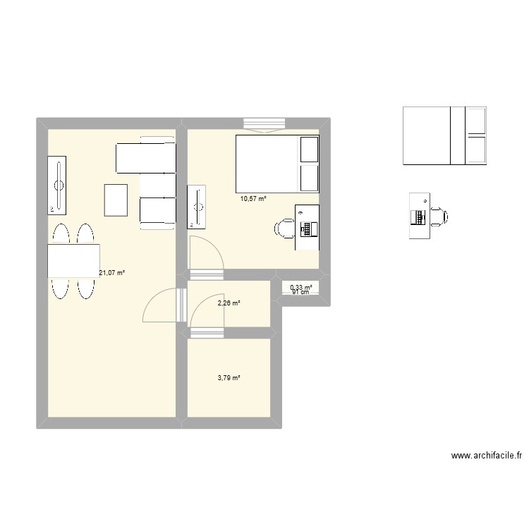 plan appart. Plan de 5 pièces et 38 m2