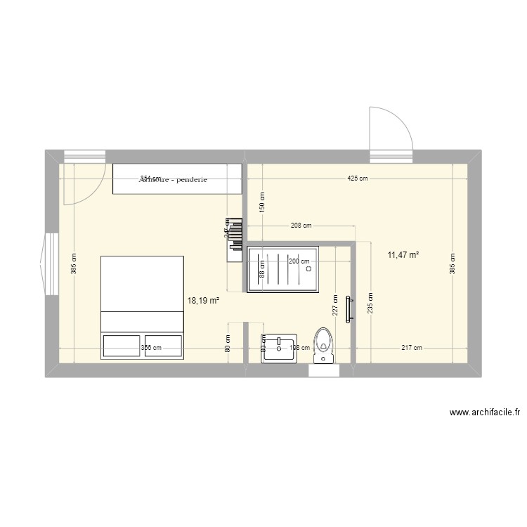 NU2. Plan de 2 pièces et 30 m2