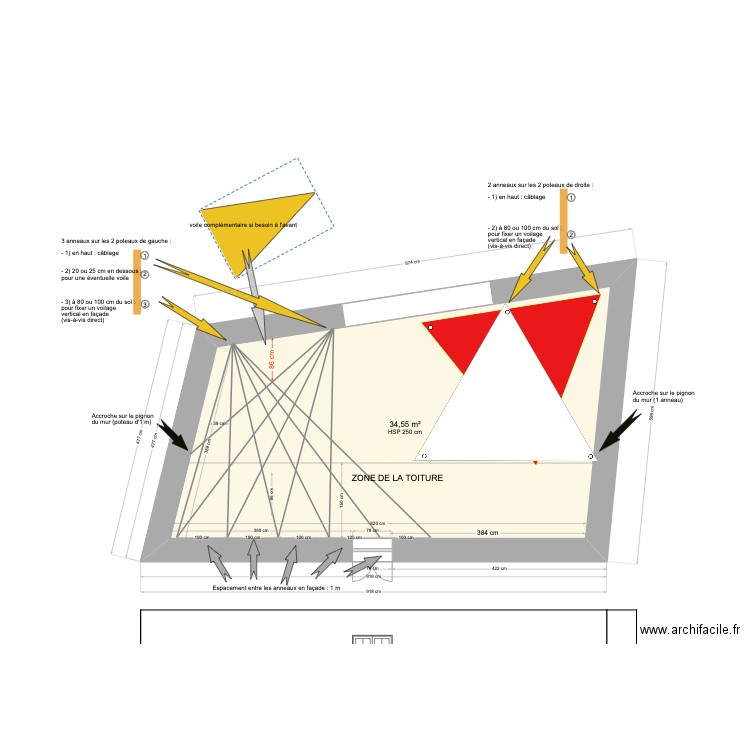 2bis- modifications aménagement terrasse Rivières. Plan de 1 pièce et 35 m2