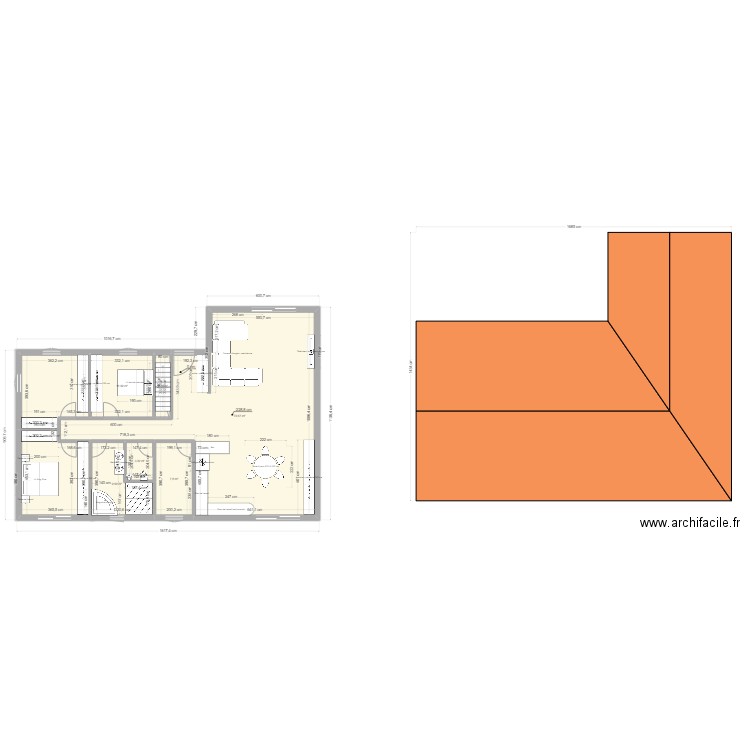 essai toiture. Plan de 7 pièces et 143 m2