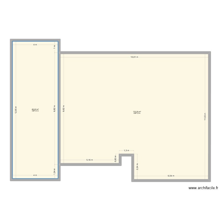 extension 2. Plan de 2 pièces et 181 m2