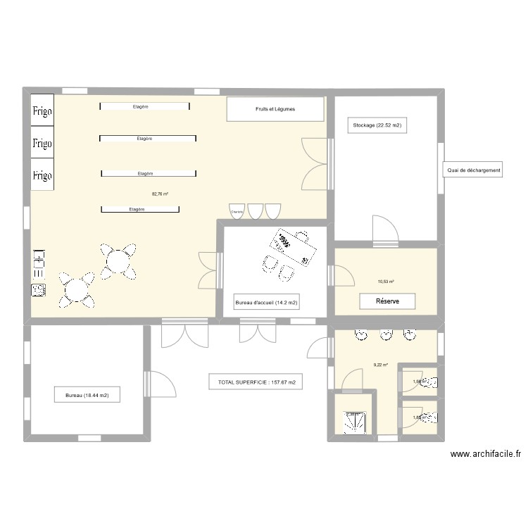 Local idéal. Plan de 6 pièces et 108 m2