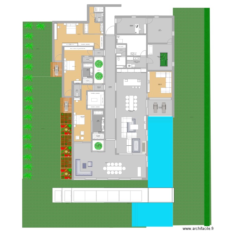 Maison Plein-pied. Plan de 24 pièces et 434 m2