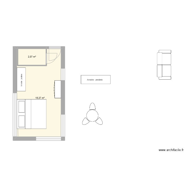 Studio_06. Plan de 2 pièces et 17 m2