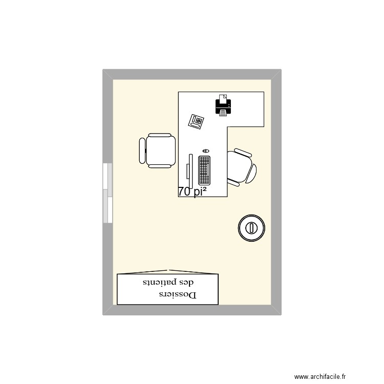 Bureau Tp/PHRM. Plan de 1 pièce et 7 m2