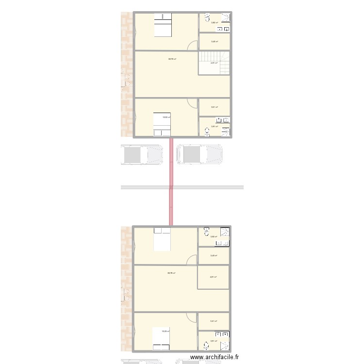 parcelle an 280. Plan de 22 pièces et 297 m2