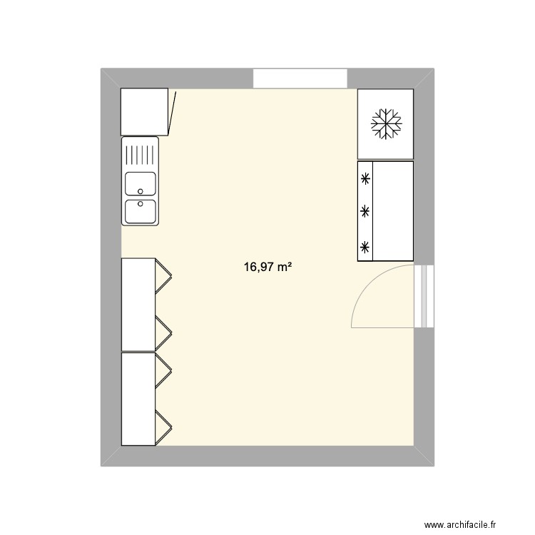 Buanderie sous sol. Plan de 1 pièce et 17 m2