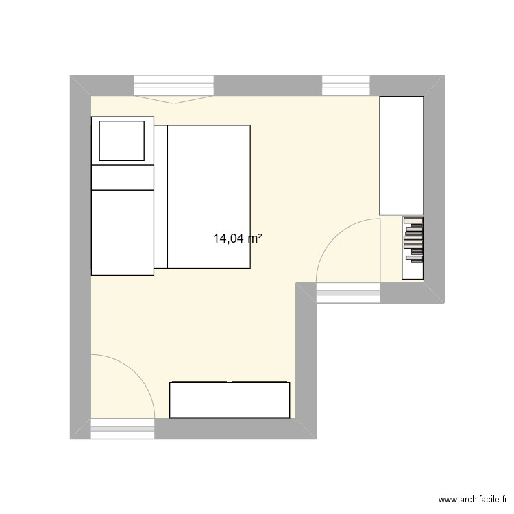 BUREAU. Plan de 1 pièce et 14 m2