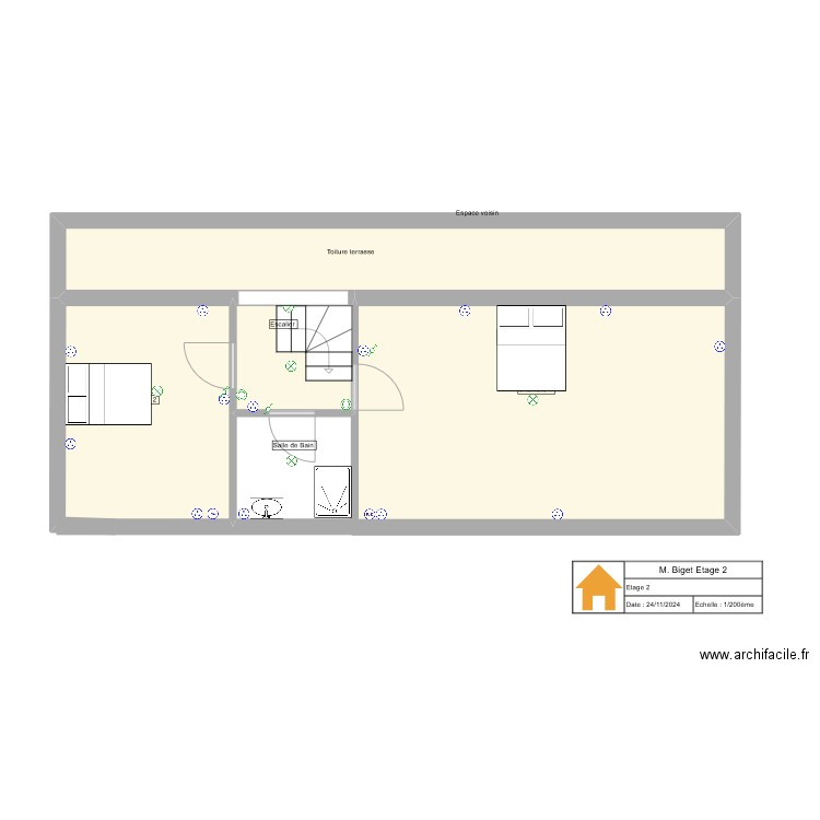 M. Biget Etage 2. Plan de 4 pièces et 51 m2