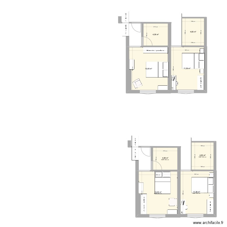 Maison de reve coin nuit. Plan de 8 pièces et 67 m2