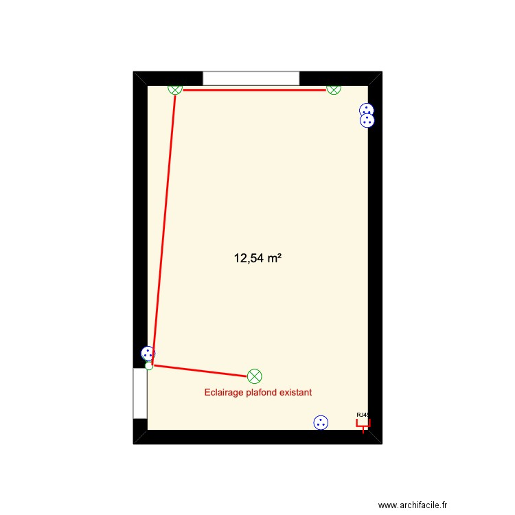 Projet Compoint Salon. Plan de 1 pièce et 13 m2