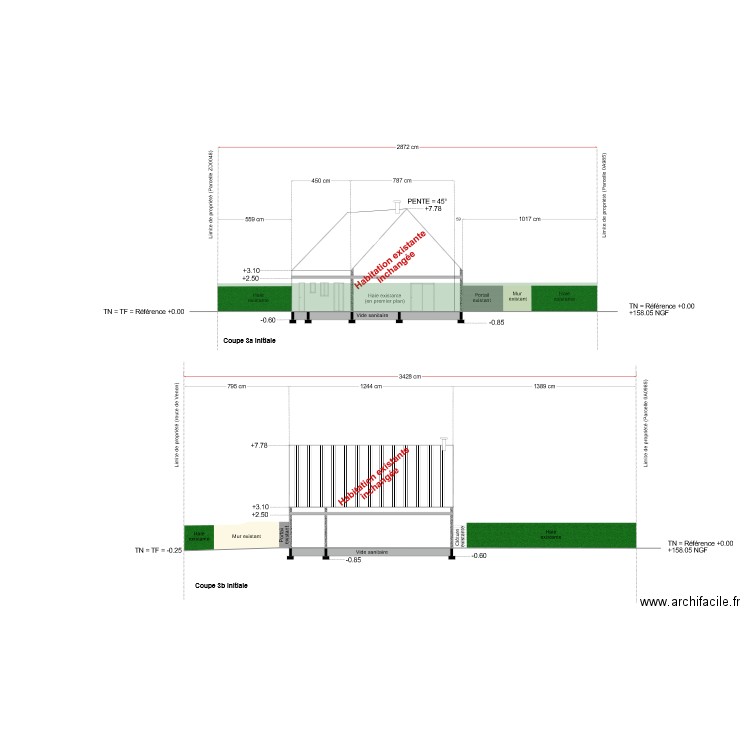 plan de coupe - initiale. Plan de 0 pièce et 0 m2