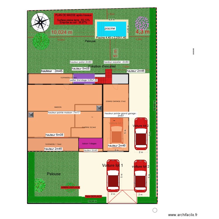 plan de masse apres travaux 2. Plan de 6 pièces et 566 m2