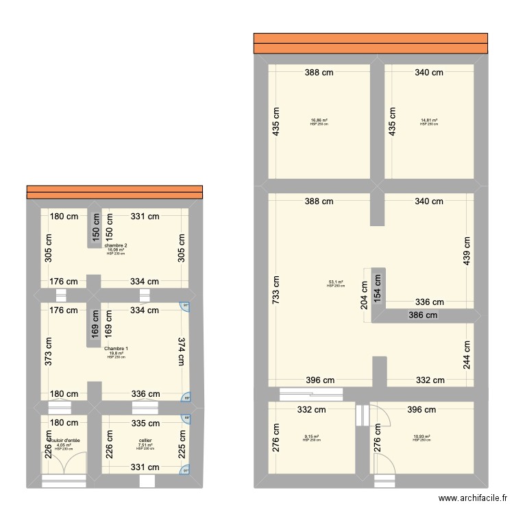 plan de coupe A. Plan de 9 pièces et 152 m2