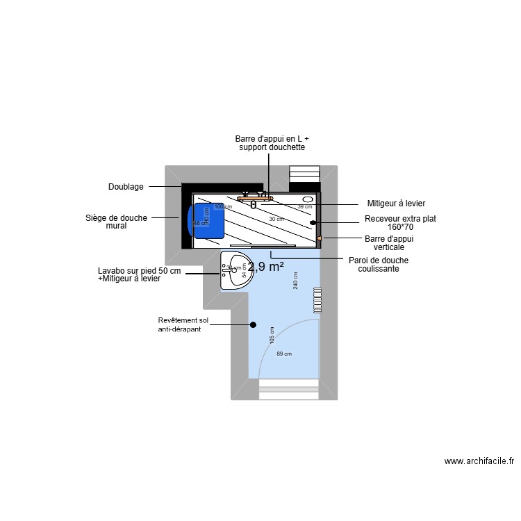 Projet SAMEDI 1. Plan de 1 pièce et 3 m2